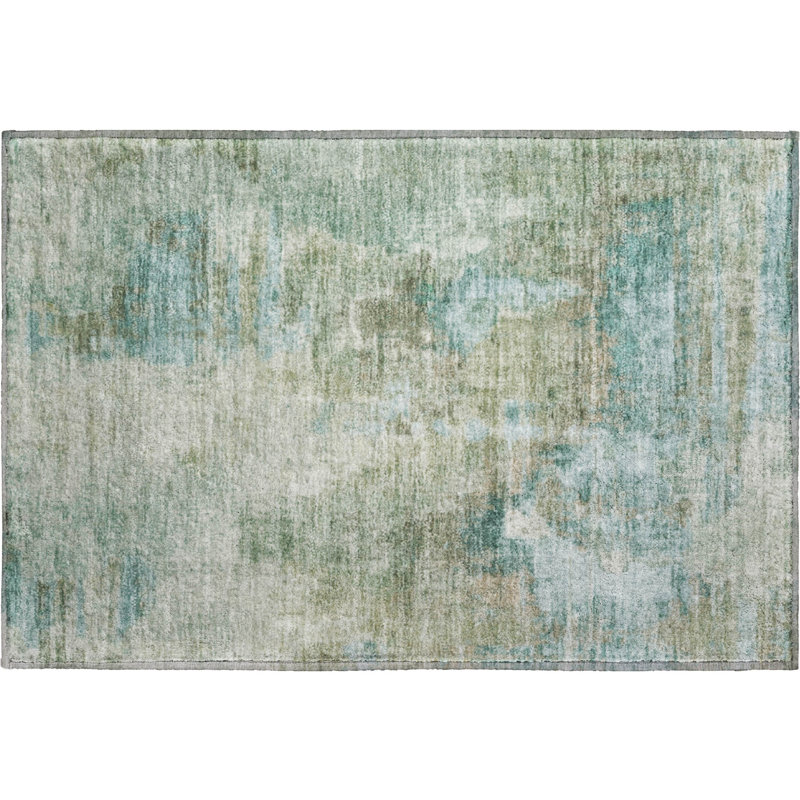 Tapis abstrait lavable à la machine de qualité supérieure Mayfield AMF2300, Sauge, 1 pi 8 po x 2 pi 6 po