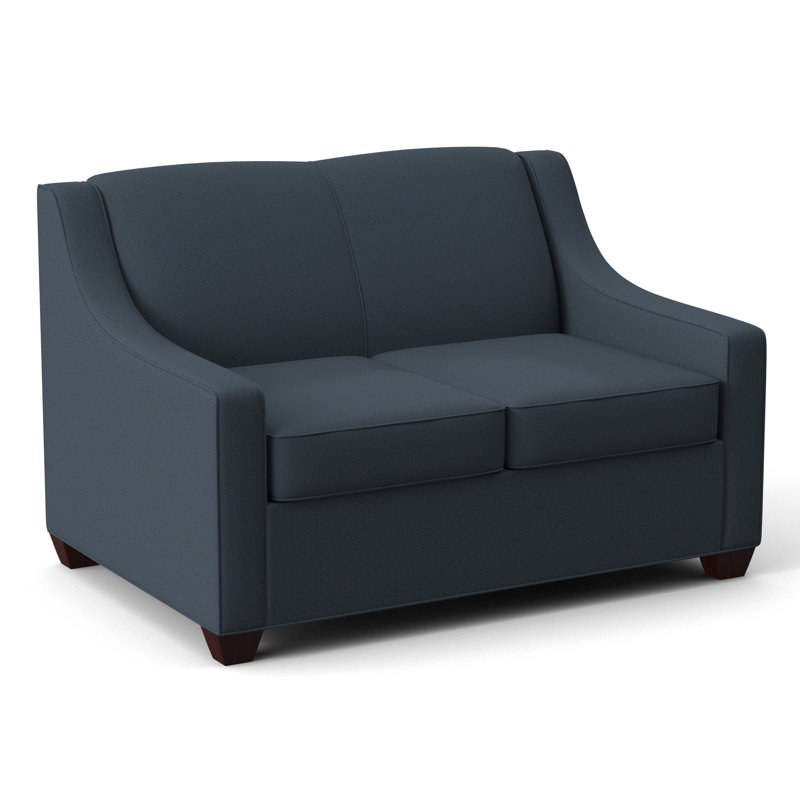 Phillips 52" Square Arm Loveseat with Reversible Cushions, Empire Mahogany, Fluff Lapis