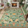 Goldene Boho Washable Botanical Green Area Rugs for Living Room, Low-Pile Floral Rug with Non Slip Backing For Bedroom Dining Room