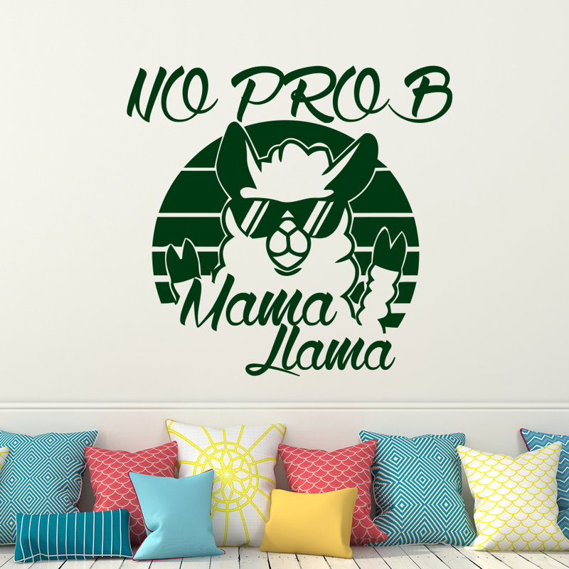 Décalcomanie murale "no prob maman llama", Vert