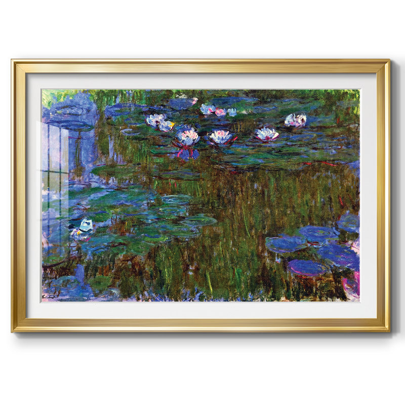 Nymphéas, 1914, impression sur papier encadrée, Or, H 19 po x l 27 po x P 1,5 po