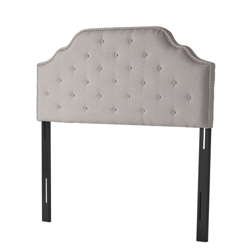 Button Headboard In Grey - Queen & Full Sized For Modern Bedroom Style Diamond Stitch And Intriguing Nailhead Accents Fabric Upholstered Assembly Required Contemporary Grandeur Captivating