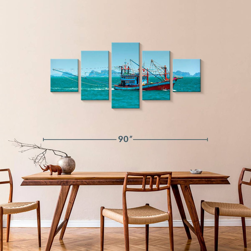Bateau de pêche thaïlandais, H 36 po x l 80 po