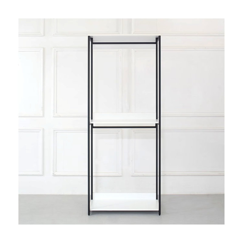  32 Inch Wood and Metal Walk in Closet System with Shelf and Modular Storage