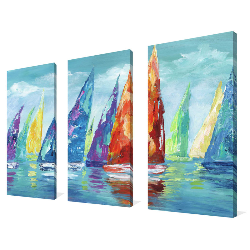 "Fine Day Sailing II", ensemble de 3 impressions sur toile