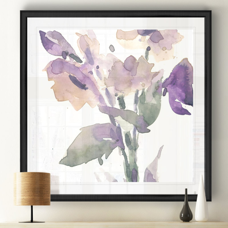 «Garden Blooms II», peinture sur toile, H 17,5 po x l 17,5 po x P 1,5 po, Cadre noir
