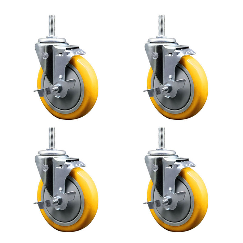 Roulettes pivotantes en poly avec roulette de 3/4 po avec frein
