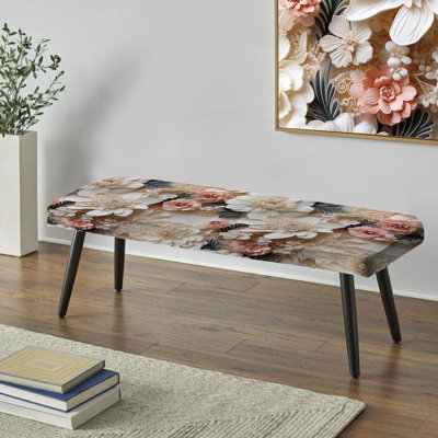 Banc blanc rembourré floral blanc