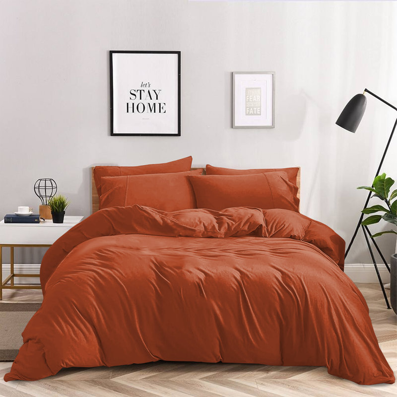Anicia Super Soft 250 TC Microfibre Reversible Plain Duvet Cover Set, Double Duvet Cover + 2 Pillowcases, Rustic
