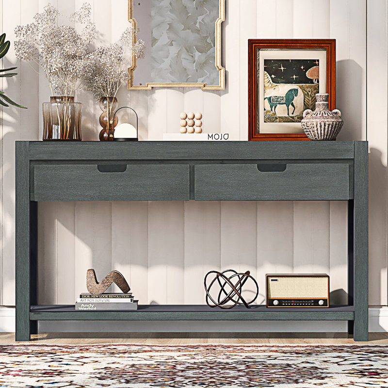 Console, table d'entrée avec 2 tiroirs et 1 tablette, table de couloir