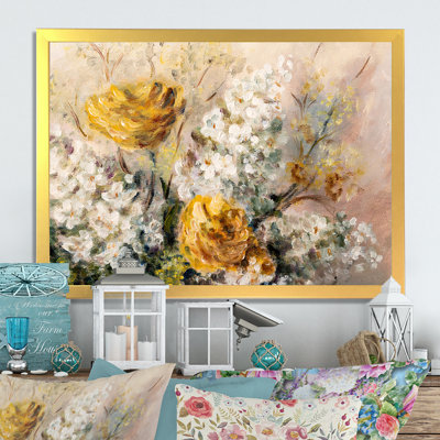 Nature morte aux fleurs jaunes et blanches II - reproduction sur toile