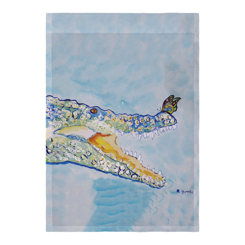 Drapeau de jardin en polyester Croc and Butterfly, H 18 po x l 12,5 po