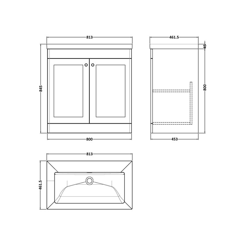Classique Bathroom Vanity, Satin White, 81.3 cm W