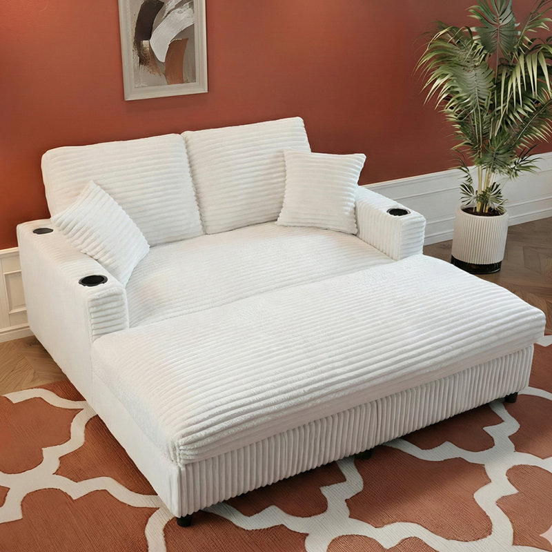 64" Corduroy Upholstered Loveseat Sofa Bed