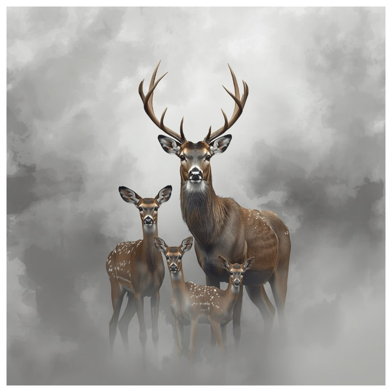 Housses de couette Deer Family In Fog, Très grand lit