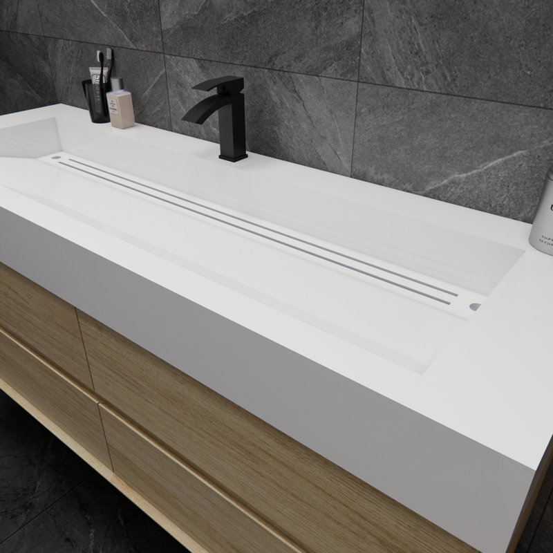 Albizu 59" Wall-Mounted Single Bathroom Vanity, Coffee