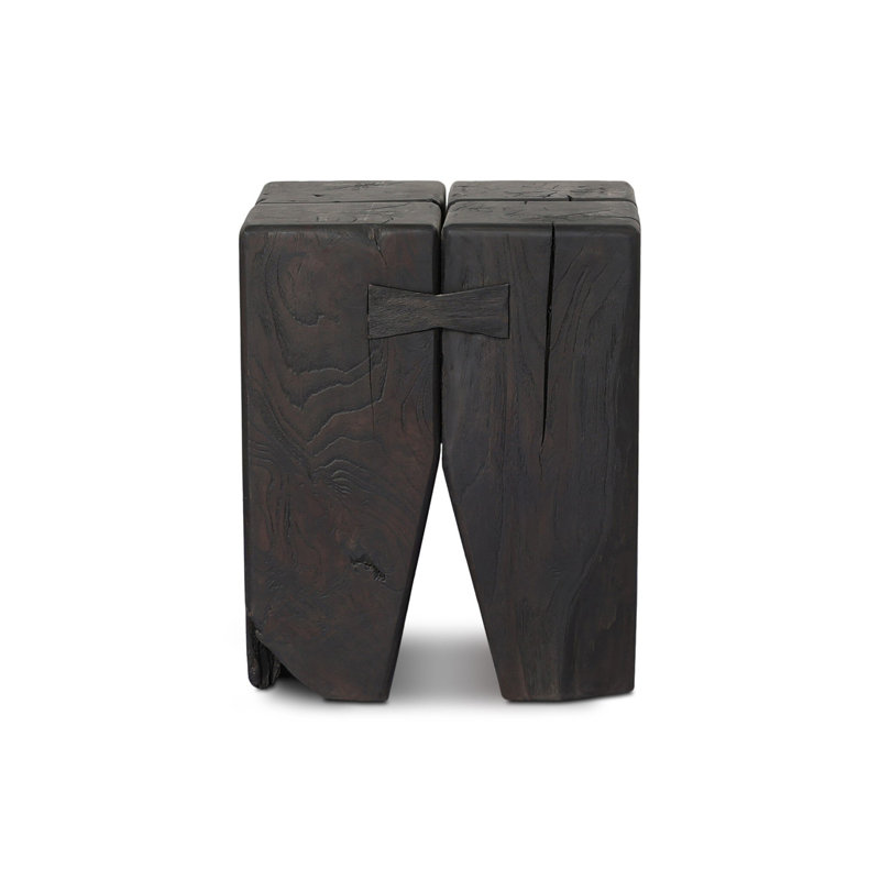 Oshan Outdoor Square Teak Side Table, Stained Black-Teak Root