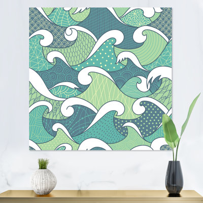 " Blue And Green Abstract Sea Waves "