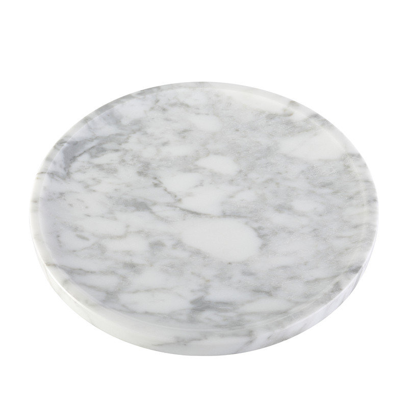 Plateau rond en marbre naturel Guein, Arabescato
