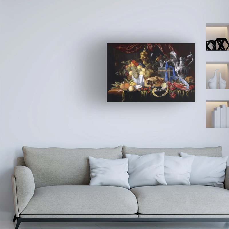 Jan David Art sur toile, "De Heem Pie", citron et crevettes sur plaque d'étain, 1649, H 22 po x l 32 po