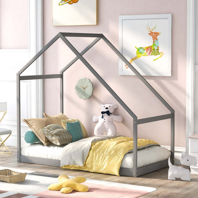 Lit en bois sans lattes, Simple, Gris