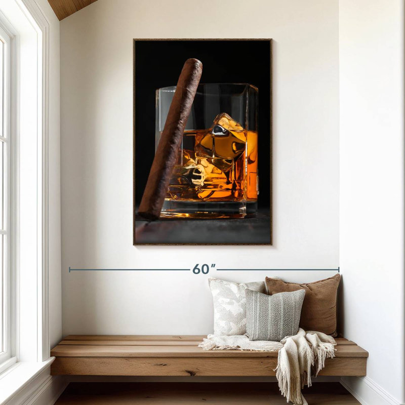 Luxueux malt écossais whisky, Cadre flottant noyer, 31" x 46"