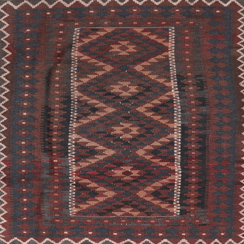 Tapis noir/noir foncé traditionnel Hassel, Carré 5 pi