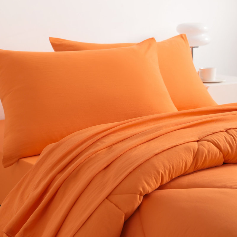 Ensemble de literie en microfibre toutes saisons 5 pièces, Orange