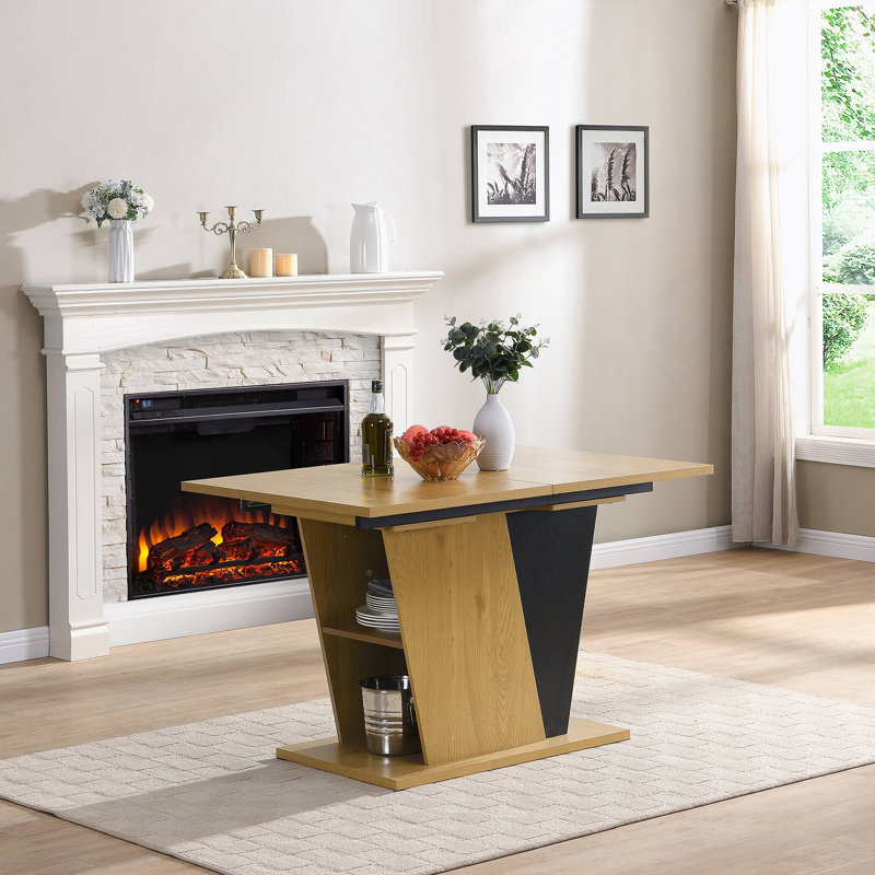 Table de salle à manger extensible en bois avec rangement Sapphire, Naturel