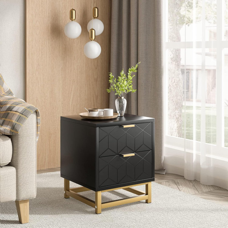 Commode 2 tiroirs, petite commode et commode, table de chevet moderne pour la chambre à coucher, table de bout avec tiroir pour le salon, couloir, entrée