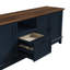 78" Farmhouse TV Stand, Two‑Tone  Navy Media Console with Storage Cabinets, Drawer & Cable Cutout-1664119010