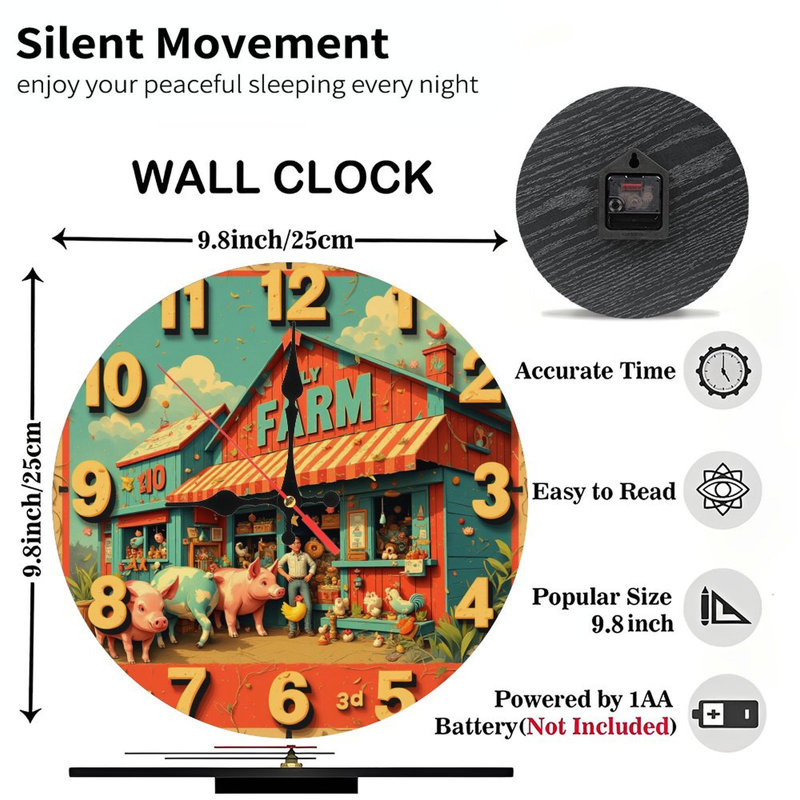 Illustration de style rétro d'une horloge de ferme