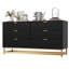 Commode pour chambre à coucher, grande commode de 53,5 po, commode à 6 tiroirs avec poignée et pieds en métal doré, commode moderne, commodes à tiroirs pour garde-robe, couloir-1481979448