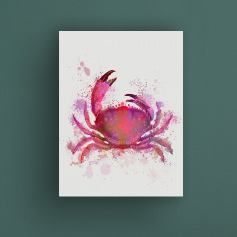 «Crab 1 Pink Rainbow Splash» par Fab Funky - impression sur toile tendue