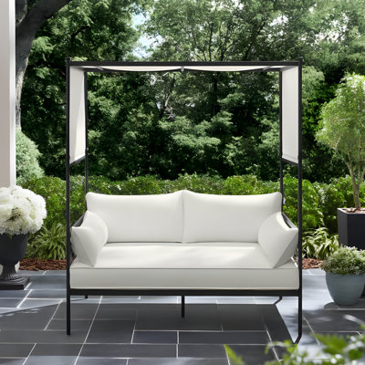 Wakefield Reinforced Aluminum Outdoor Day Bed with CushionGuard Plus Natural White Cushions