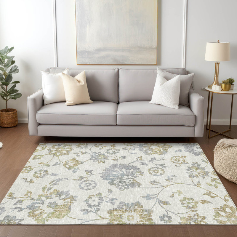 Malek Washable Floral Indoor / Outdoor Rug, Rectangle 9' x 12'