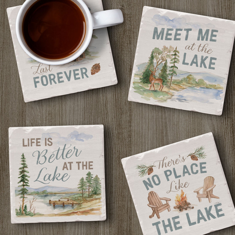 Ensemble de 4 sous-verres Rustic Lake