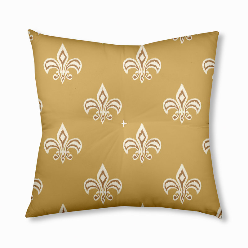 Coussin 319_Fleur De Lis Design, 26 po x 26 po, Jaune