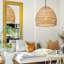Luminaire suspendu en rotin, luminaire suspendu en osier fabriqué à la main - globe blanc à l'intérieur-927034464