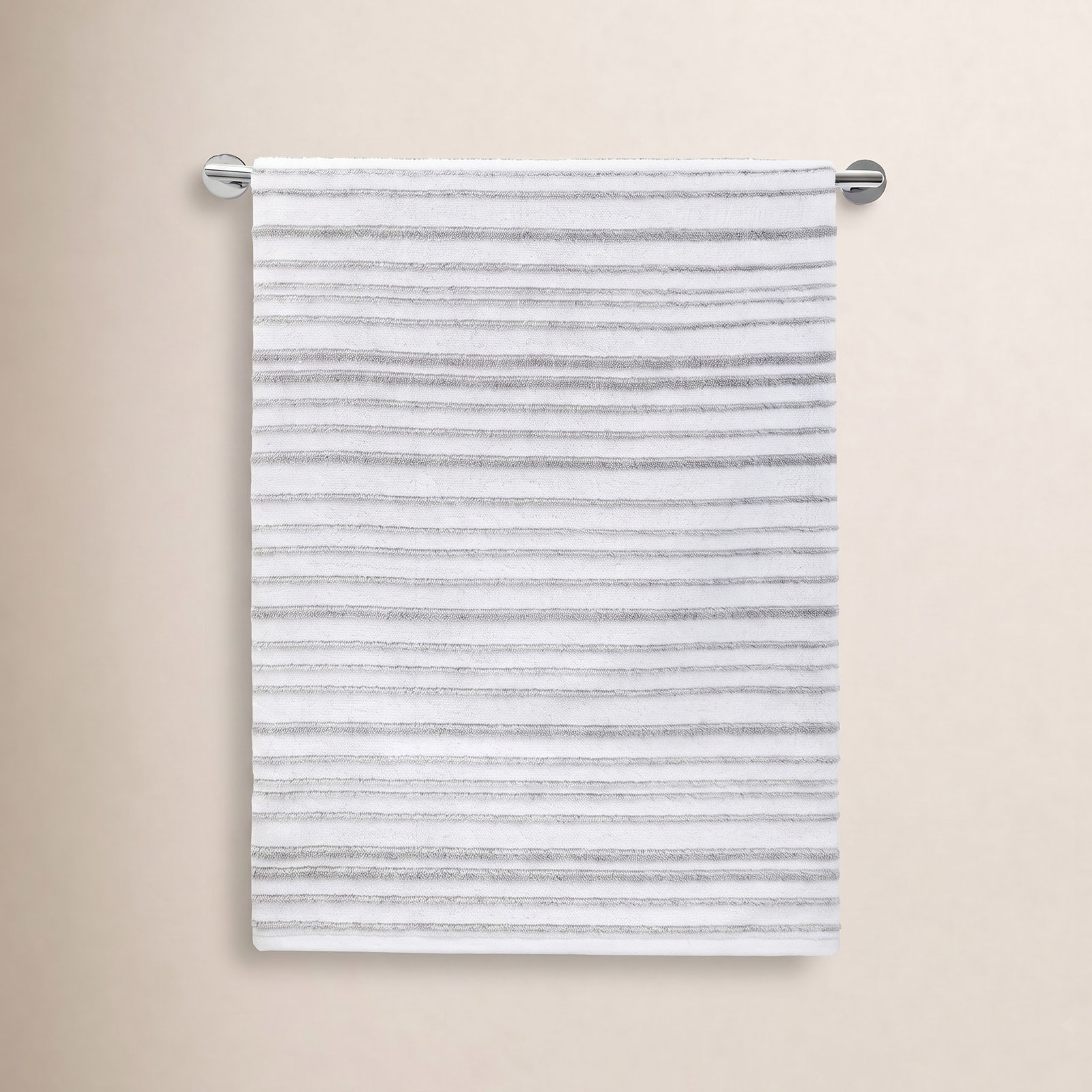 Roulston Striped Cotton Washcloth, Gray/White