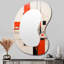 Rouge, noir, blanc, rétro, géométrie, rétro, géométrique, grand, asymétrique, grand, miroir mural-107228610