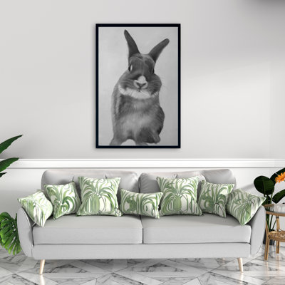 Funny Gray Rabbit Print On Canvas