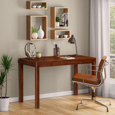 Table de bureau rectangulaire en bois avec tiroir caché NTC Flow - imperméable et résistante à la chaleur
