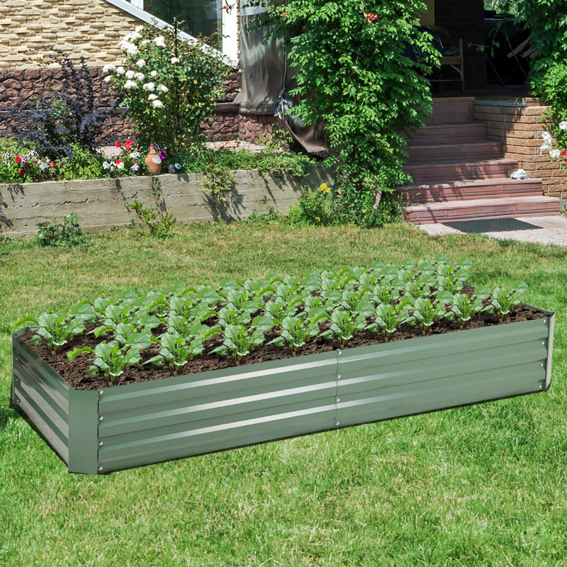 Galvanized Steel Raised Garden Bed, 8 Ft x 4 Ft