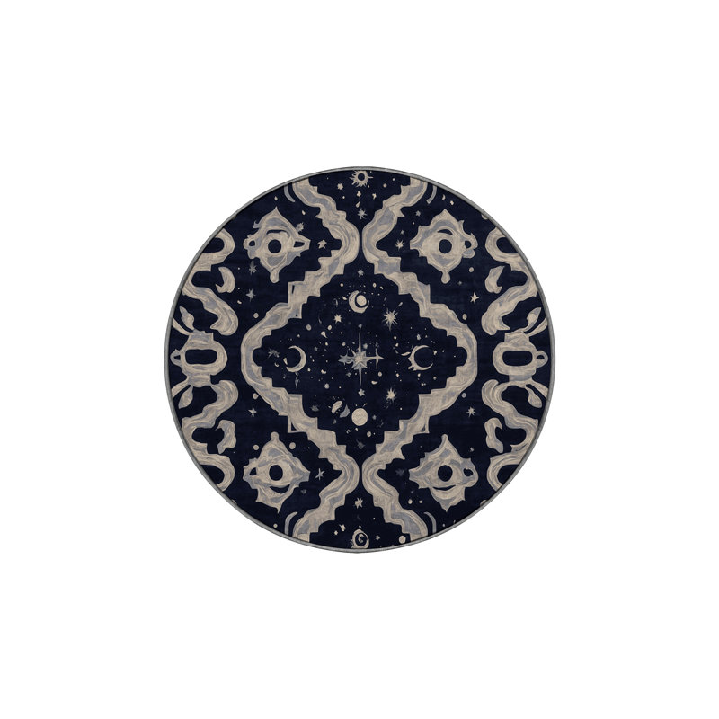 Machine Washable Gray Area Rug, Round 5'