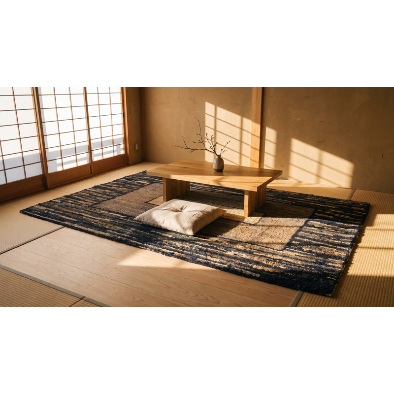 Wool Geometric Area Rug in Gray