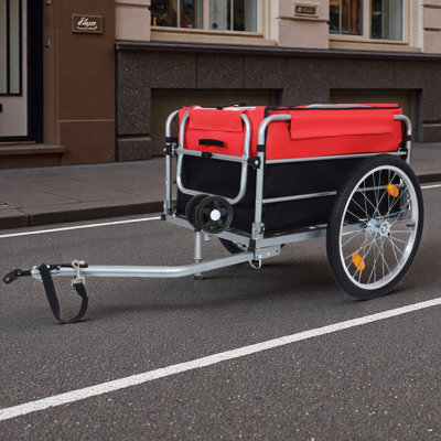 Bike Cargo Trailer, Aluminum Luggage Cart,Heavy Duty 220 Lbs Bicycle Wagon Cart, 20" Whee,L Folding Groceries Hauler With Safe Hitch System, Removable Cover, Oxford Fabric For Cycling Travel