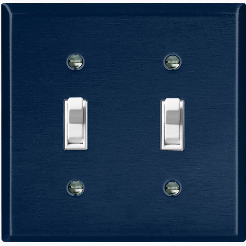 No Subject 2 - Gang Toggle Light Switch Standard Wall Plate, Navy