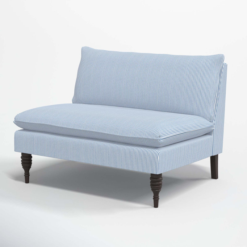 Causeuse rembourrée 47 po Cecelia, Bleu rayé BCBG