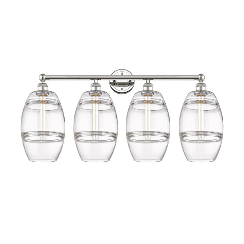 Éclairage pour meuble-lavabo à 4 lumières à intensité variable Dundrod, Transparent, Nickel poli